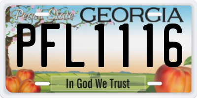 GA license plate PFL1116