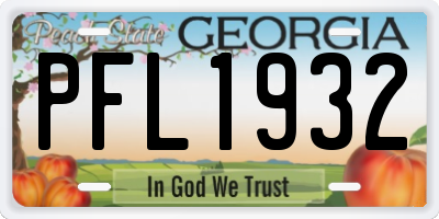 GA license plate PFL1932