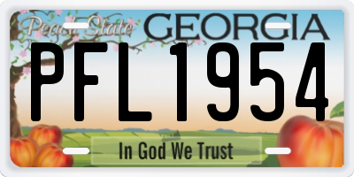 GA license plate PFL1954