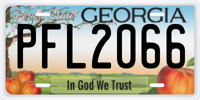 GA license plate PFL2066