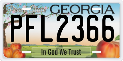 GA license plate PFL2366