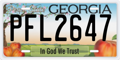 GA license plate PFL2647