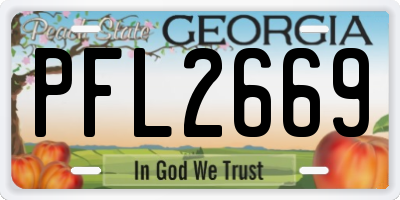 GA license plate PFL2669