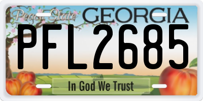 GA license plate PFL2685