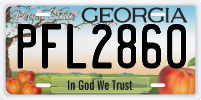 GA license plate PFL2860
