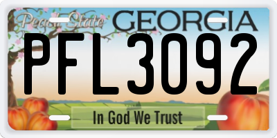 GA license plate PFL3092