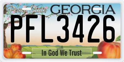 GA license plate PFL3426