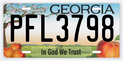 GA license plate PFL3798