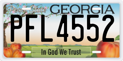 GA license plate PFL4552