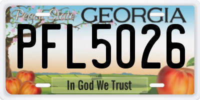 GA license plate PFL5026