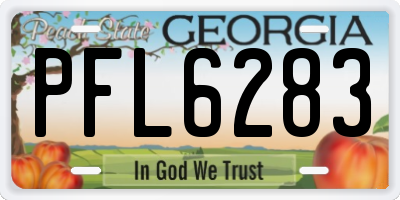 GA license plate PFL6283