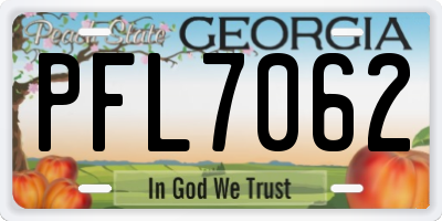 GA license plate PFL7062