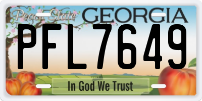 GA license plate PFL7649