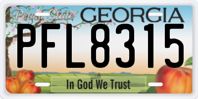 GA license plate PFL8315