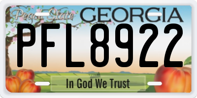 GA license plate PFL8922