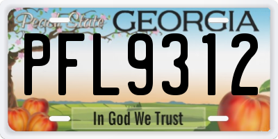 GA license plate PFL9312