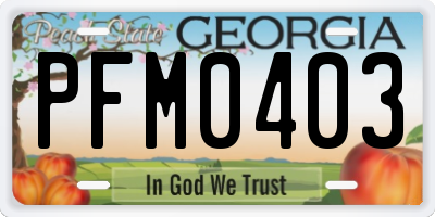 GA license plate PFM0403