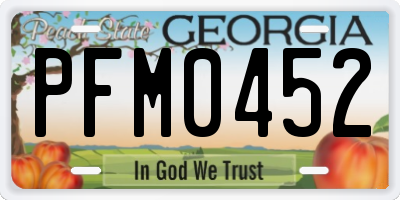 GA license plate PFM0452