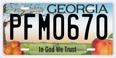 GA license plate PFM0670