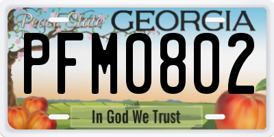 GA license plate PFM0802