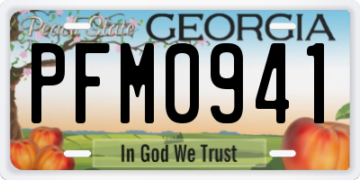 GA license plate PFM0941