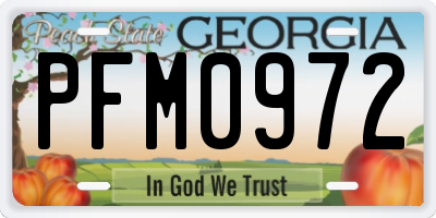 GA license plate PFM0972