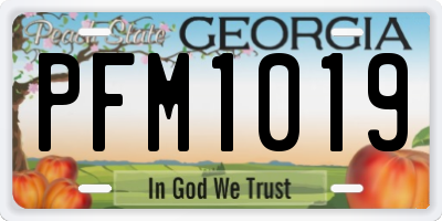 GA license plate PFM1019