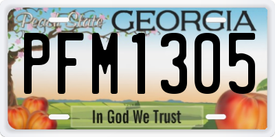 GA license plate PFM1305