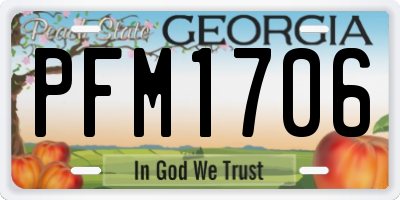 GA license plate PFM1706