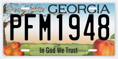 GA license plate PFM1948