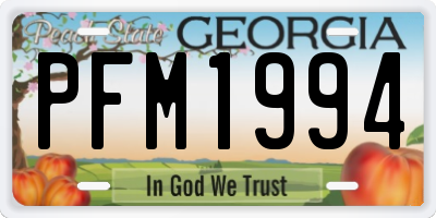 GA license plate PFM1994