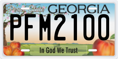 GA license plate PFM2100