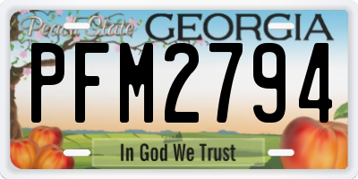 GA license plate PFM2794