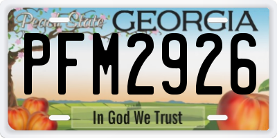 GA license plate PFM2926