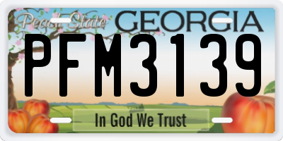 GA license plate PFM3139