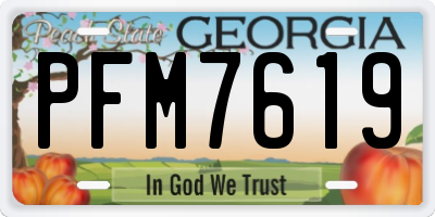 GA license plate PFM7619