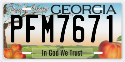 GA license plate PFM7671