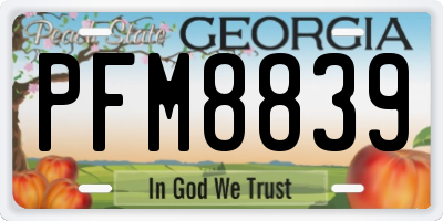 GA license plate PFM8839