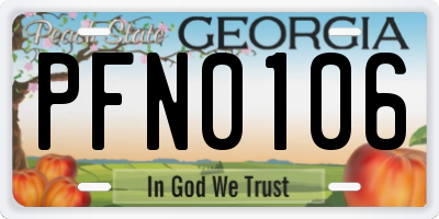 GA license plate PFN0106