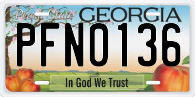 GA license plate PFN0136