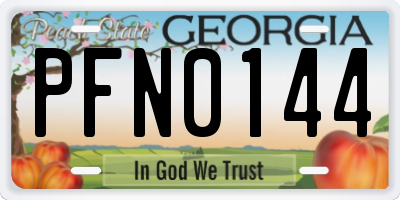 GA license plate PFN0144