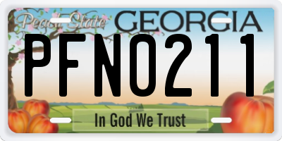 GA license plate PFN0211