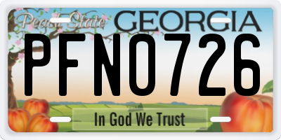 GA license plate PFN0726