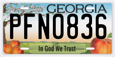 GA license plate PFN0836