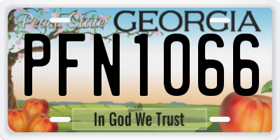 GA license plate PFN1066