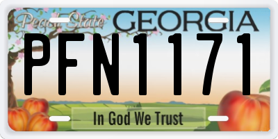 GA license plate PFN1171