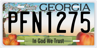 GA license plate PFN1275