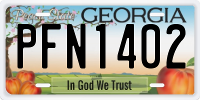 GA license plate PFN1402