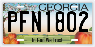GA license plate PFN1802