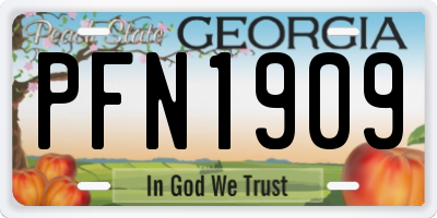 GA license plate PFN1909